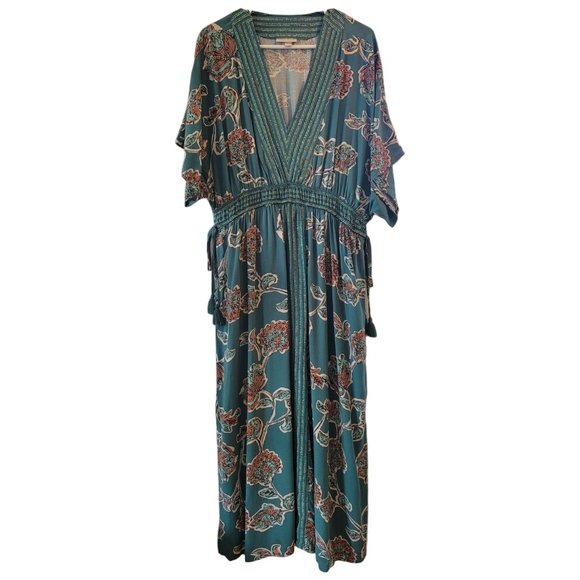Knox Rose Teal and Red Floral Maxi Dress - Picture 1 of 15